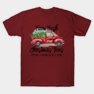 Farm Fresh Christmas Trees - Red Truck T-Shirt